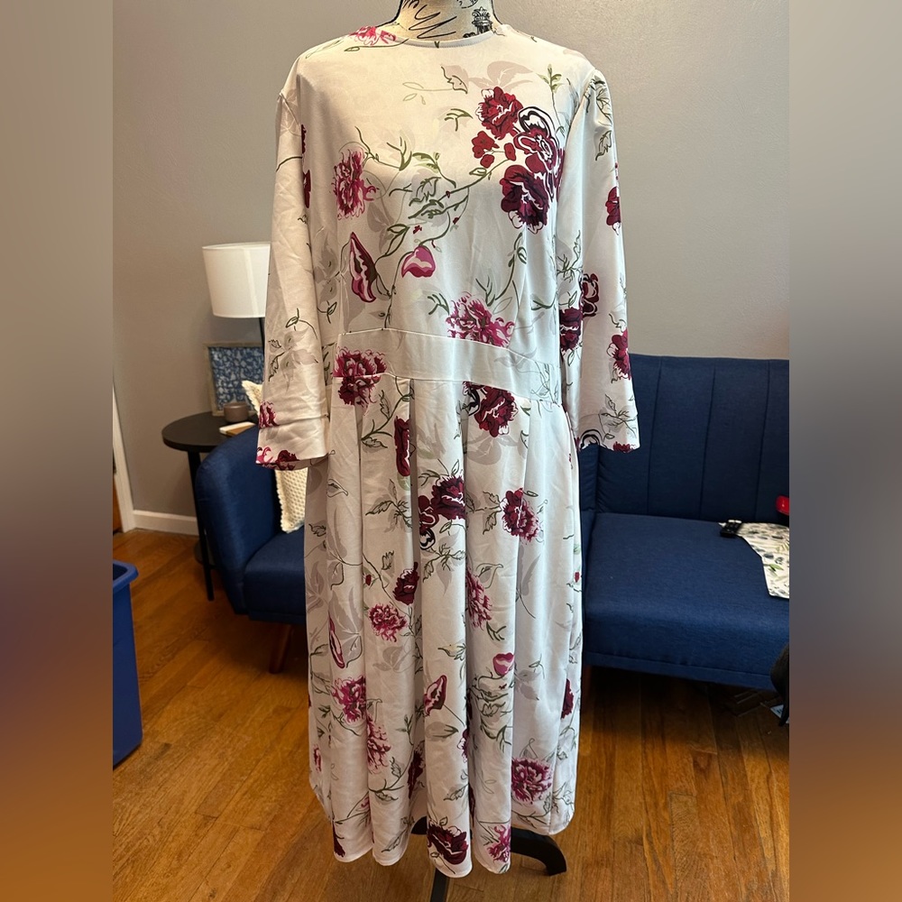 White Long Dress with Flowers